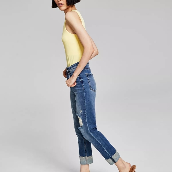 AND NOW THIS Women's High-Rise Vintage Straight Button Cuffed Jeans Size 28 - Picture 2 of 14